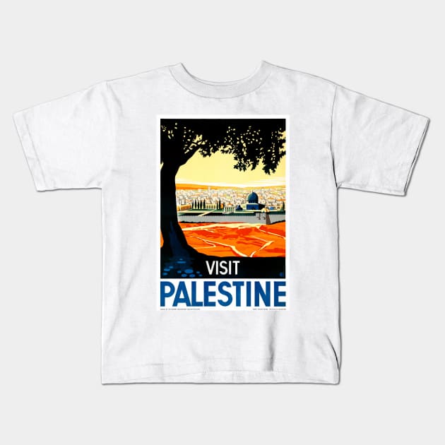 Vintage Travel Poster Visit Palestine Kids T-Shirt by vintagetreasure